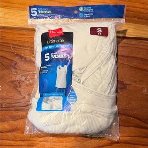 NWT SMALL 6-8 Hanes Boys' White Tank Tops - Pack of 5